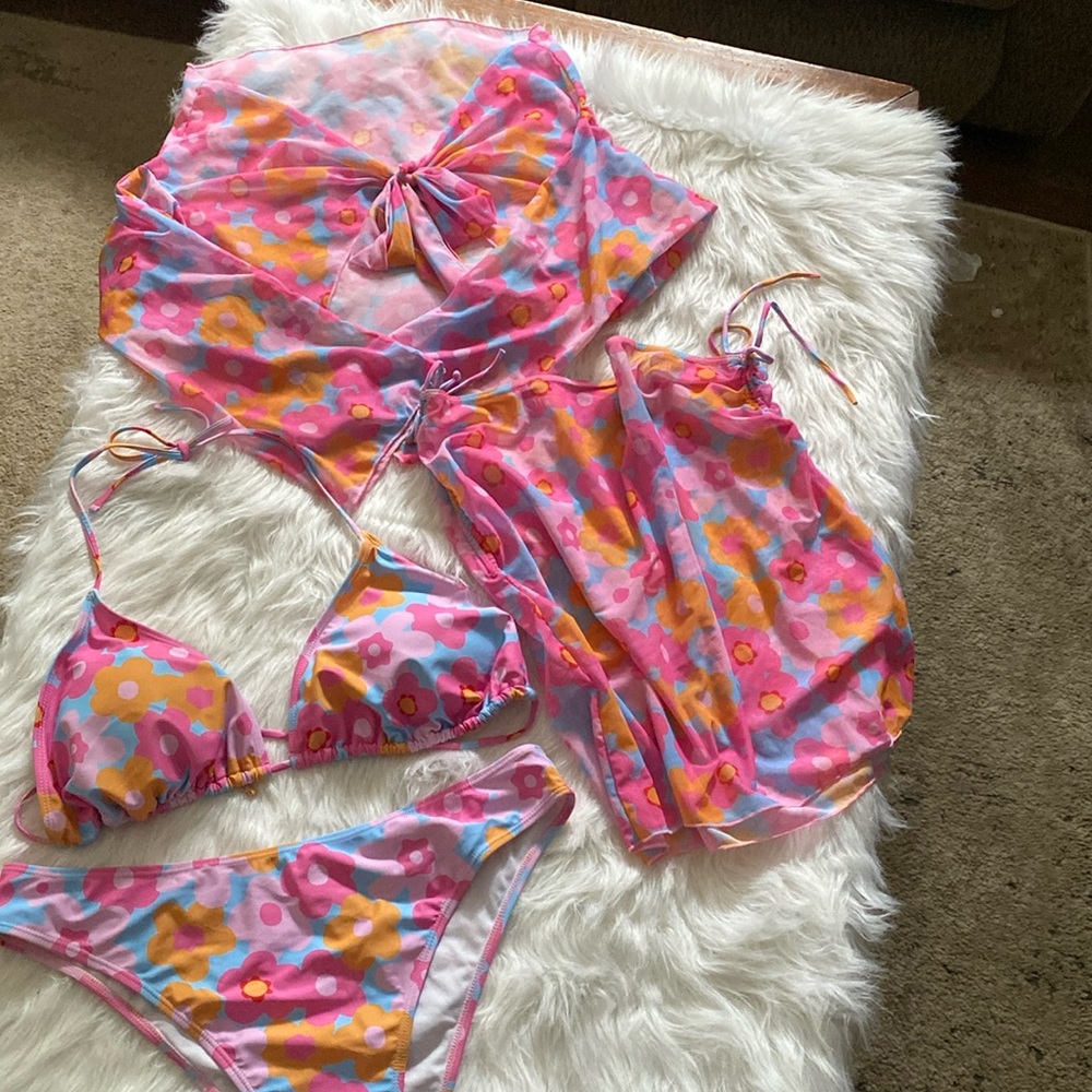 4 piece Bikini & Cover Up Set